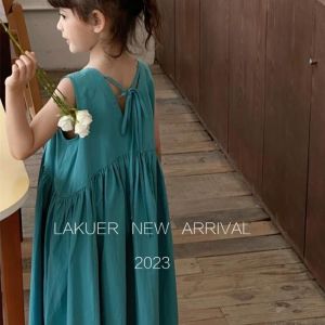 LS Show Korean Style Childrens Dress Sleeveless Thin Girls Dress Summer Fashionable Vest Dress Princess Dress