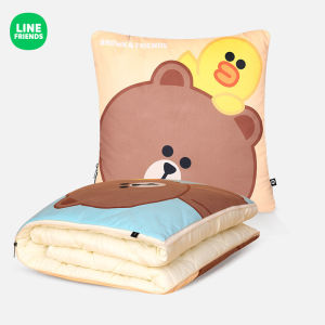 [Line Friends] หมอนและผ้านวมผ้าห่มพับได้อเนกประสงค์ในรถยนต์ผ้าห่มเบาะนั่งด้านหลังสำหรับรถยนต์