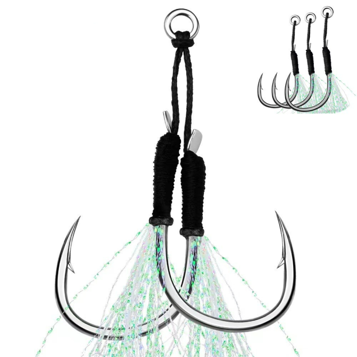 Fishing Hook Black Assist Hooks Jig Lure Single Hook Double Hook Slow Fast  Double Pair Jigging Fishjig Assist Hooks Lazada PH