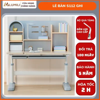 Bộ bàn học cho bé Lumili S112 bàn học chống gù thiết kế mái vòm thông minh bàn học gỗ phân phối độc quyền bởi Lumili