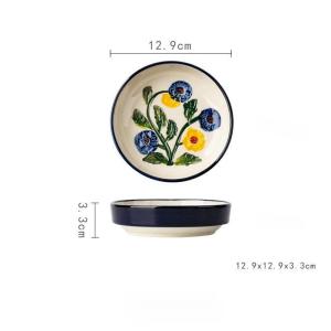 OMK American hand-painted relief craft Breakfast Cup 540ML Ceramic Coffee Cup & Saucer Set Mug with lid Jam Saucer Begonia flower series