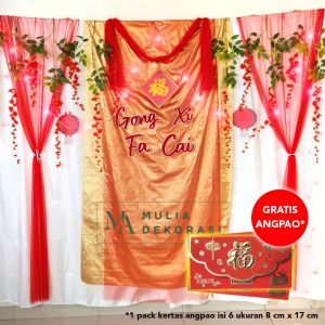 Paket Dekorasi DIY Imlek CNY: Backdrop Acara Photobooth Keluarga