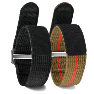 MILDPETAL 20mm 22mm Universal Nylon Watch Strap Quick Slip Through Hook Loop Fastener Hook Loop Watch Band Durable Nylon Replacement Watch Bracelet