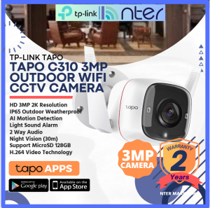 TP-LINK Tplink Wifi Wireless 3MP Night Vision IP66 Outdoor IP Network CCTV Camera Mic Speaker Micro SD Slot Tapo C310