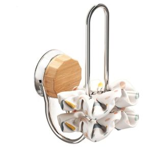 JEHUA Wall-mounted Headband Storage Rack Suction Cup Stainless Steel Clothes Coat Hooks Practical Strong Load-bearing Corner Hanger for Bathroom