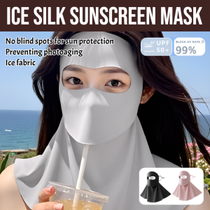 Summer Full face UV Protective Drinkable Ice Silk Sunscreen Mask UPF50+ Outdoor Riding Face Mask Neck Scarf Neck Protection Dustproof Sunshade Face Mask