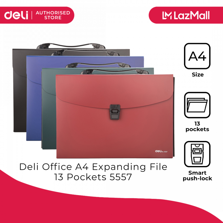 Deli Office A4 Expanding File 13 Pockets 5557 [795557] | Lazada PH