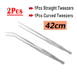 2Pcs Long tweezers for aquarium Stainless Aquatic plant tweezer Pet Feeding forceps tong for tarantula