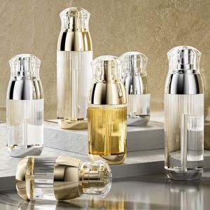 OMQAIO 3PCS 30/60/90ML Travel Spray Bottle Leak-Proof Press-type Sub-packing Bottle Portable Silver/Gold Toner Spray Bottle for All Genders