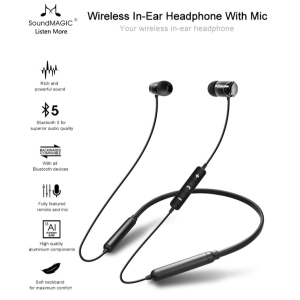 SoundMAGIC E11BT Neckband Bluetooth Headphones Wireless Earphones HiFi Stereo in Ear Headset with Microphone Noise Isolating Sports Earbuds IPX5 Waterproof Long Playtime Black Pink Blue