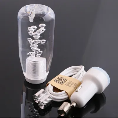 12/24V Car Handle Gear Shifter Bubble Crystal Truck Shift Knob Manual Shifter Stick With Led Light