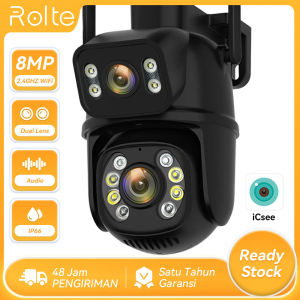 Rolte Kamera WiFi Luar Ruangan 8MP Dengan Lensa Ganda 5X Zoom Kamera Kubah Kecepatan PTZ Ai Pelacakan Otomatis Kamera IP CCTV