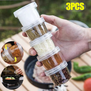 3Pcs Portable Outdoor Seasoning Bottle Set Spliced Travel Picnic Spice Holder Barbecue Seasoning Small Bowl