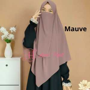 Aina Hijab - Hijab French Khimar FK Kazumi Premium Jersey Syari Cadar Warna Coklat Tua untuk Penampilan Elegan
