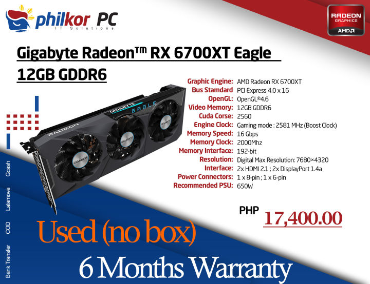 gigabyte eagle 6700xt 12gb (used) Graphics Cards | Lazada PH