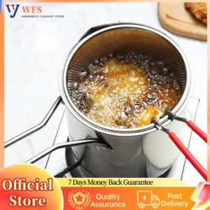 【Flagship】Deep Frying Pot with Strainer Basket Stainless Steel Fry Pot Tempura Small Deep Frying Pan Chicken Fried Cooking Tools