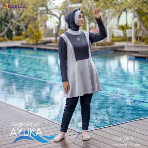 Baju Renang Swimwear Ayuka Rocella | Pakaian Renang Wanita Muslim Dewasa Model Cantik dan Manis Terbaru | Baju Berenang Muslimah Hijab Premium Polos