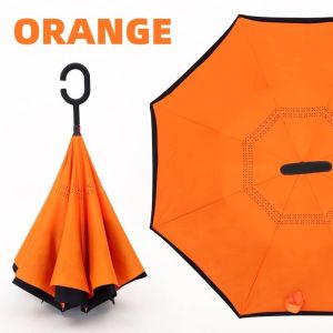  【Local delivery】C-type Handle / Hands Free Umbrella / Reverse Upside Down Umbrella Outdoor Rain Cover Payung Lipat Windproof UV Protection Car Umbrella Self Stand Payung Hujan Double Layer Inverted With Self- UV40+ Windproof / Payung Terbalik