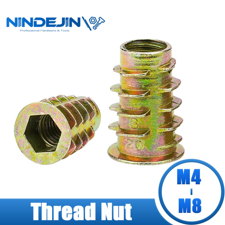 NINDEJIN 5-30pcs Thread Insert Nut M4 M5 M6 M8 M10 Carbon Steel Zinc ...