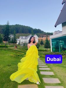 ĐẦM VÁY MAXI 5 TẦNG SUÔNG 2 DÂY XÍCH KIỂU SANG CHẢNH CAO CẤP - DUBAI FASHION