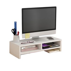 SDAYG Stable Base Wood Computer Stand Eyesight Protection Easy Assemble Office Laptop Riser Multifunctional Space Saving PC Screen Heightening Bracket Home