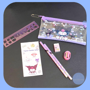 🍭6-in-1 SANRIO Kuromi Melody Stationery Set🍭Pencil Case Cinnamoroll Cute Kid Birthday Gift Set Alat Tulis Doorgift Murah