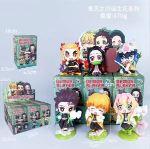 Demon Slayer Kimetsu no Yaiba Birth Flower Series Blind Box Figures Kamado Tanjirou Nezuko Zenitsu Figurines Desk Decoration Gift