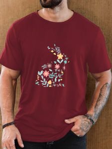 T-Shirt Print 100% Cotton Creative Flowers Pattern Summer Round Neck Breathable Mens Short Sleeves Loose Cotton Tee Daily Top