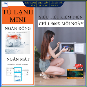 Tủ lạnh mini 2 cánh 42L cao cấp với ngăn làm đá và ngăn mát riêng biệt tủ lạnh mini để đồ ăn đồ trang điểm tiện lợi BH 2 năm