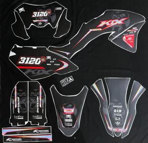 Decal kawasaki KLX 150 BF SIMPLE RACING HITAM MERAH D-A3-372 A3-685