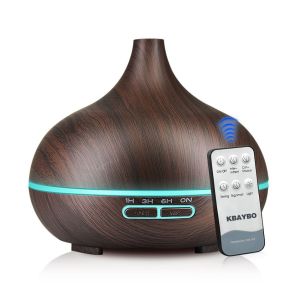 550ML Wood Grain Air Humidifier 7 Color LED Night Light Ultrasonic Aromatherapy Diffuser with Essential Oil Air Purifier