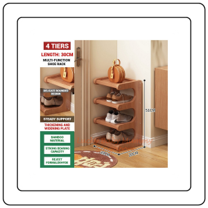 【JJ HOME】Doorway Bamboo Shoe Rack/Shoe Cabinet/Narrow Multi-layer Storage Rack/Space-Saving Shoe Cabinet