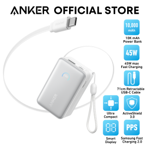 3C Power Bank Anker Nano Powerbank CCC 10000mAh 45W Fast Charging Built-in USB C Retractable Portable Charger A1638