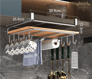 [SG Seller]Stainless steel kitchen shelves hanging cabinets hanging shelves paper towel rack pot cover storage supplies