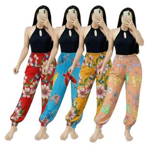 3 Pieces Bundle Ladies Jogger Pants Comfort - Chekered and Tie Dye Prints - Fit Comfortable