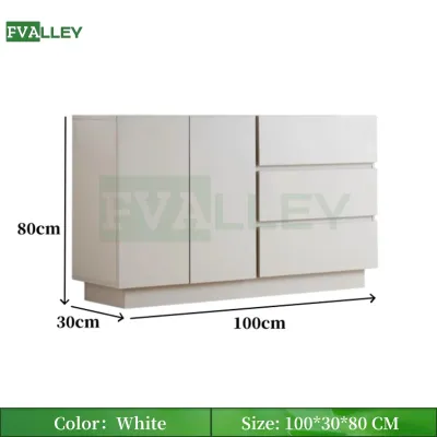FVALLEY Minimalist Storage Cabinet Double Door 3 Drawer Space Saving Organizer for Small Spaces