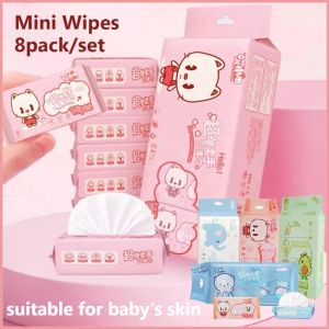 8 in 1 Mini Wipes Soft Wet Tissue Travel Mini Baby Care Wipes Outdoor Camping Hiking Wipe Portable Mini Alcohol-free Wipes
