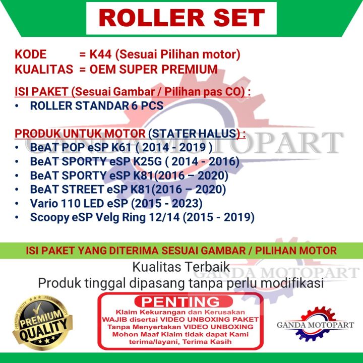 ROLLER%20STANDAR%206%20PCS%20BEAT%20ESP%20SCOOPY%20ESP%20VARIO%20110%20LED%20ESP%20ROLER%20LOLER%20K44%20-%20Image%202
