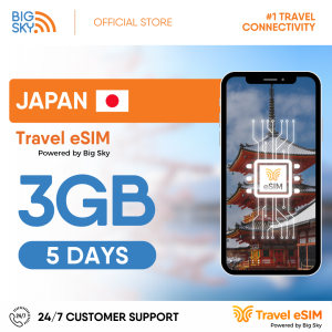 Japan Travel eSIM - 3GB to 20GB (5 to 30 days validity) - High - Speed Internet - Powered by Big Sky
