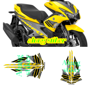 STIKER STRIPING LIST LES BODY MOTOR YAMAHA AEROX VVA 155 2018 WARNA KUNING-ABU