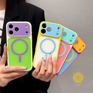 For iPhone 17 Pro Max Case Magnetic TPU Contrast Color Phone Case For 16 15 14 13 Cover Aesthetic Korean Cute