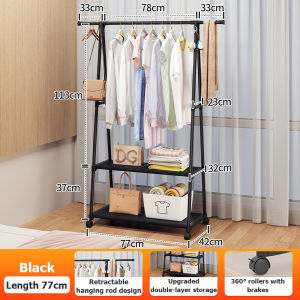【SG Inventory】Floor-standing clothes rack simple clothes rack in the bedroom movable thick clothes rack small household storage rack