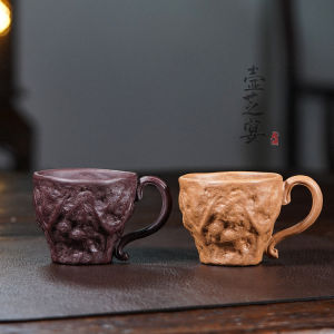 宜兴原矿紫砂紫泥段泥手工茶器仿生茶道配件茶具紫砂主人杯