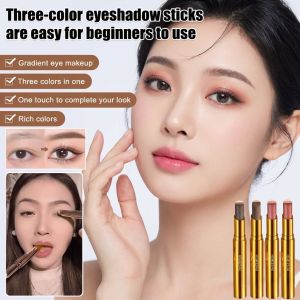 3-in-1 Eyeshadow Stick  Golden Diamond Gradient Eye Makeup  Trio Shimmer Cream Eyeshadow Long-Lasting Sparkle Smudge-Proof  Velvet Cream Formula Instant Color Payoff