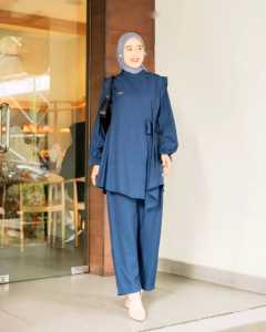 Daily Set 2in1 Bahan Crinkle Setelan Wanita Terbaru 2024 Viral One Set Korean Style Remaja Hijab
