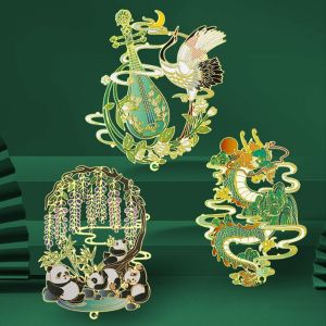 MIRACLE HOME STORE 12 Month Hollow Metal Bookmarks Tassel Pendant Creative Chinese Beasts Bookmark Chinese Style with Chain Pendant Metal Bookmark Reading Markers