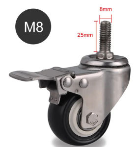2inches Casters wheels with 304 stainless steel frame Polyurethane tread mute No rust For Humid environment IndustrialPU casters