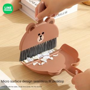 LINE FRIENDS Brown Mini Broom 2-in-1 Desk Cleaner Dustpan Set PP LFB103
