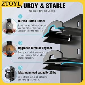 ZTOYL Giá treo mũ lưỡi trai gắn tường kệ trưng bày chống nước giá đựng mũ chống gỉ giá treo khăn móc treo tủ quần áo phụ kiện sắp xếp đồ đạc