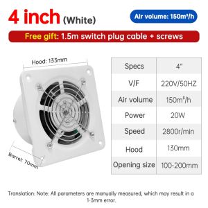 4/6/8/10/12 Inch Exhaust Fan Household Exhaust Fan High-Power Window Type Oil Fume Exhaust Fan Window Kitchen Exhaust Fan Room Ventilation Fan Exhaust fan